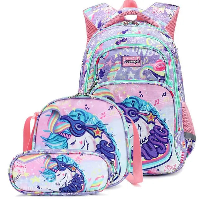 Kit 3 em 1 Escolar Infantil Mochila com Estojo e Lancheira