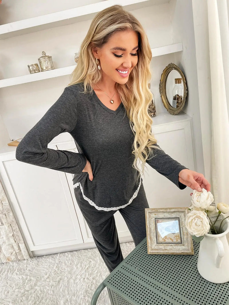 Pijama Feminino Cute Heart Conjunto Com Calça e Camisa Longa | Tecido Leve e Confortável