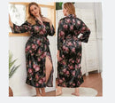 Pijama Feminino CozyChic Roupão Quimono Plus Size Em Cetim Premium Com Decote V | Toque De Seda Confortável