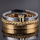 Kit 3 Pulseiras KING CROWN - Joia em Aço Inoxidável Banhada em Ouro e Prata