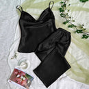 Pijama Feminino Luxury - Conjunto Calça e Camisa Em Seda Gelo Premium | Toque De Seda Super Confortável