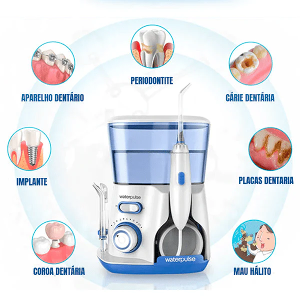 Irrigador Oral Dental com 5 Bicos Substituíveis para uma Limpeza Completa Water Pulse WP300