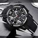 Relógio Masculino Multifuncional Cronógrafo com Pulseira em Silicone MEGIR CRONOGRAPH SPORT