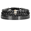 Kit 3 Pulseiras Banhada em Ouro e Prata Caveira OLD SKULL
