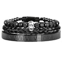Kit 3 Pulseiras Banhada em Ouro e Prata Caveira OLD SKULL