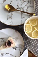 Prato Mármore Dourado Rom - Lusso Aurum