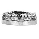 Kit 3 Pulseiras Banhada em Ouro e Prata Caveira OLD SKULL