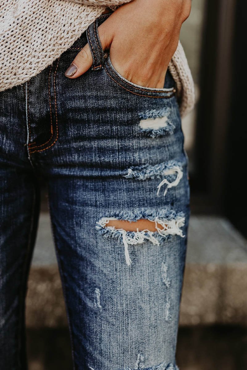 Calça Jeans Feminina Skinny Destroyed - Casual Bliss