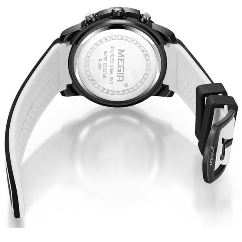 Relógio Masculino Multifuncional Cronógrafo com Pulseira em Silicone MEGIR CRONOGRAPH SPORT