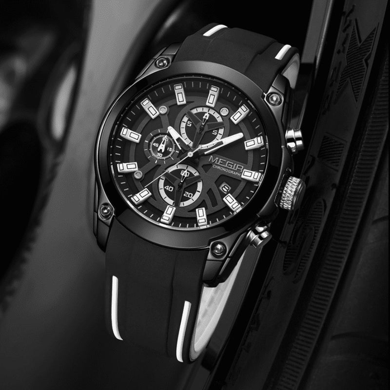 Relógio Masculino MEGIR SPORT ADVANCE - Cronógrafo, Efeito Luminoso, Resistência à Àgua