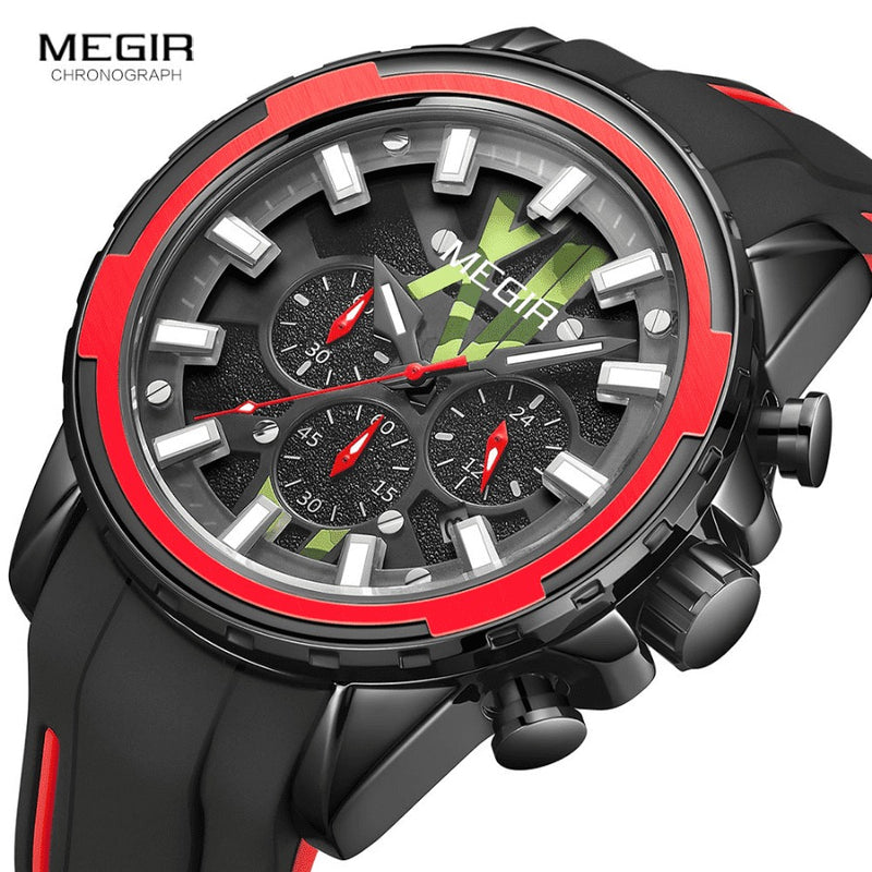 Relógio Masculino MEGIR SPORT EXPLORER - Design 3D, Cronógrafo, Movimento de Quartzo