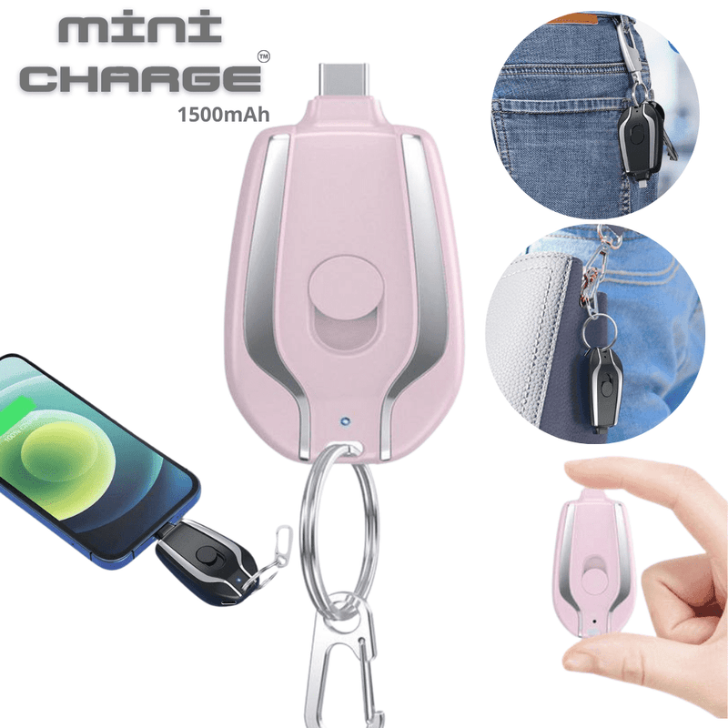 Carregador portátil chaveiro MINI CHARGER 1500mAh Original - USB-C e Lightining - Inov&tec