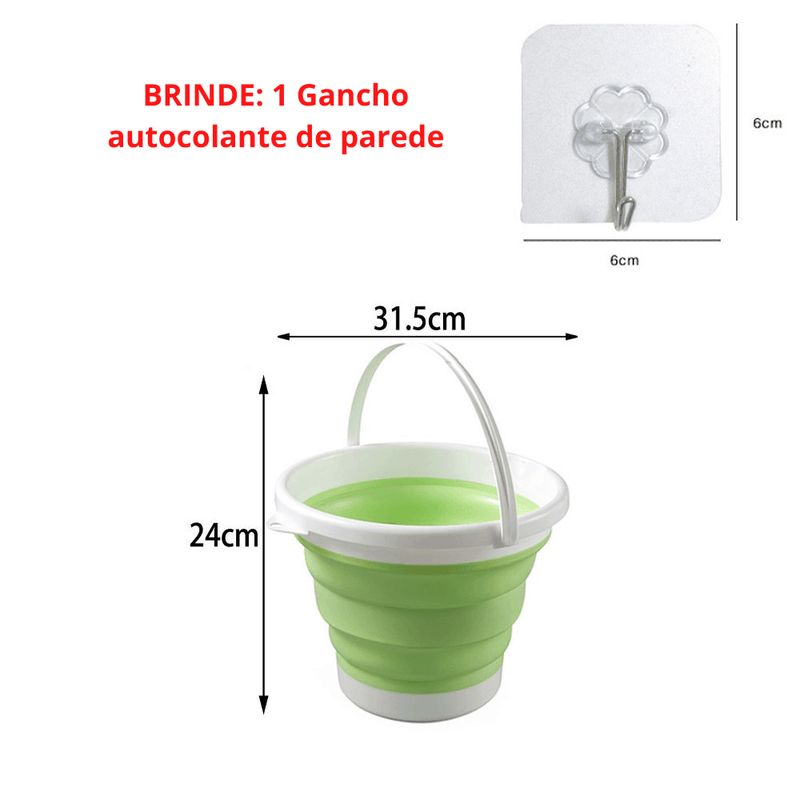 Balde Dobrável Retrátil 10 Litros DEEP CLEAN + Brinde - Inov&tec