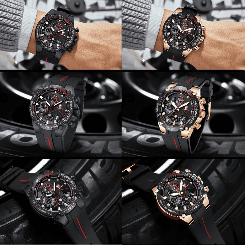 Relógio Masculino CHEETAH TACHYMETER - Design Sport Fino, Cronógrafo, Calendário e à Prova D'água