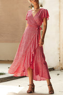 Vestido Midi Transpassado Estampado - Verão Tropical