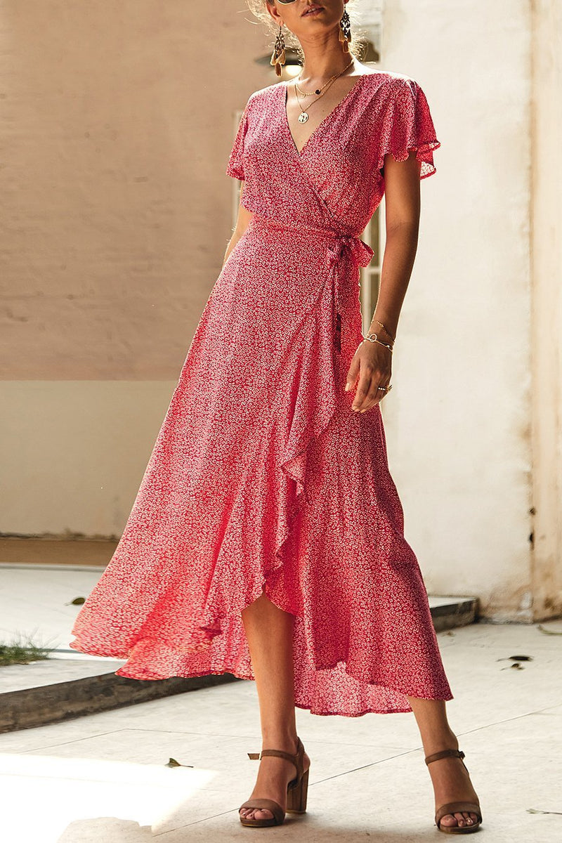 Vestido Midi Transpassado Estampado - Verão Tropical