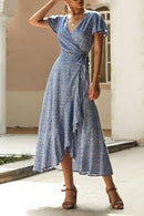 Vestido Midi Transpassado Estampado - Verão Tropical