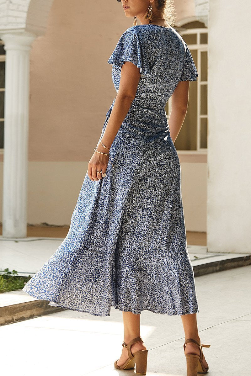 Vestido Midi Transpassado Estampado - Verão Tropical