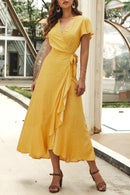 Vestido Midi Transpassado Estampado - Verão Tropical