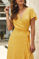 Vestido Midi Transpassado Estampado - Verão Tropical