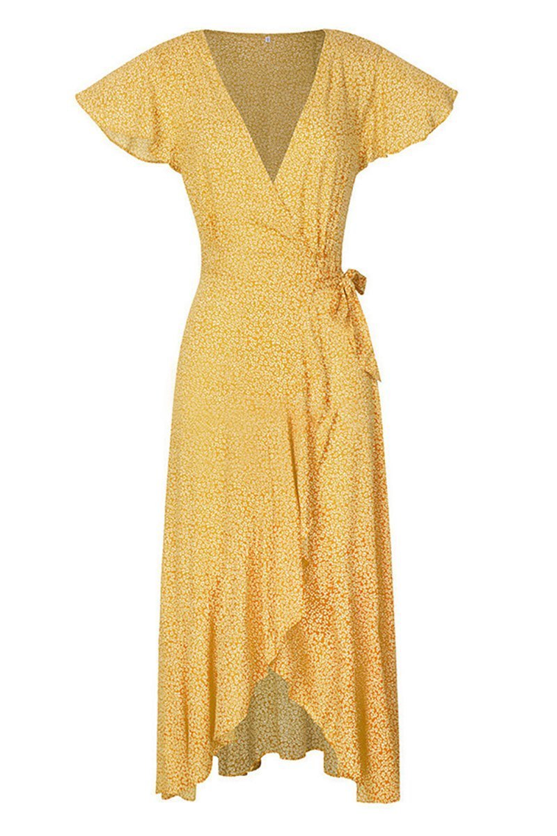 Vestido Midi Transpassado Estampado - Verão Tropical