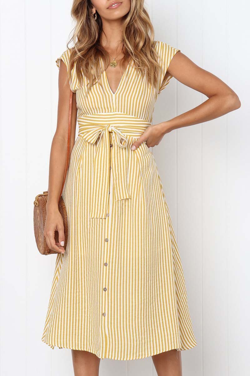 Vestido Midi Risca de Giz