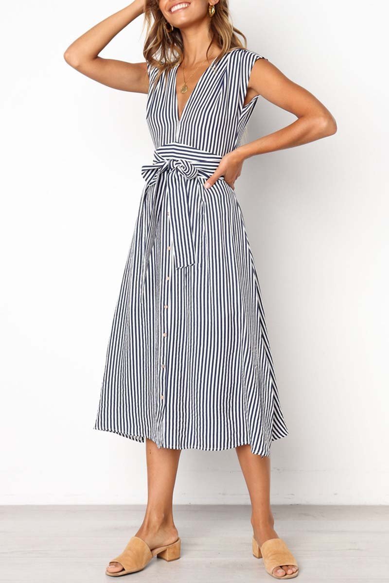 Vestido Midi Risca de Giz