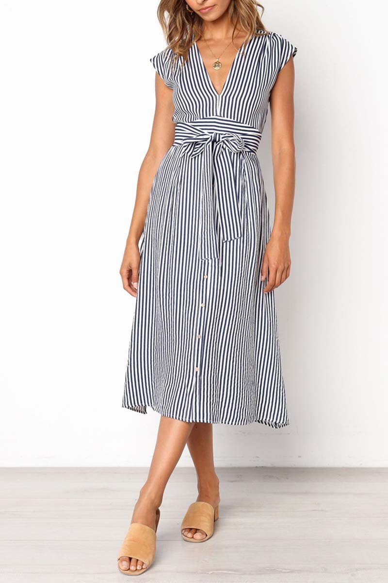 Vestido Midi Risca de Giz