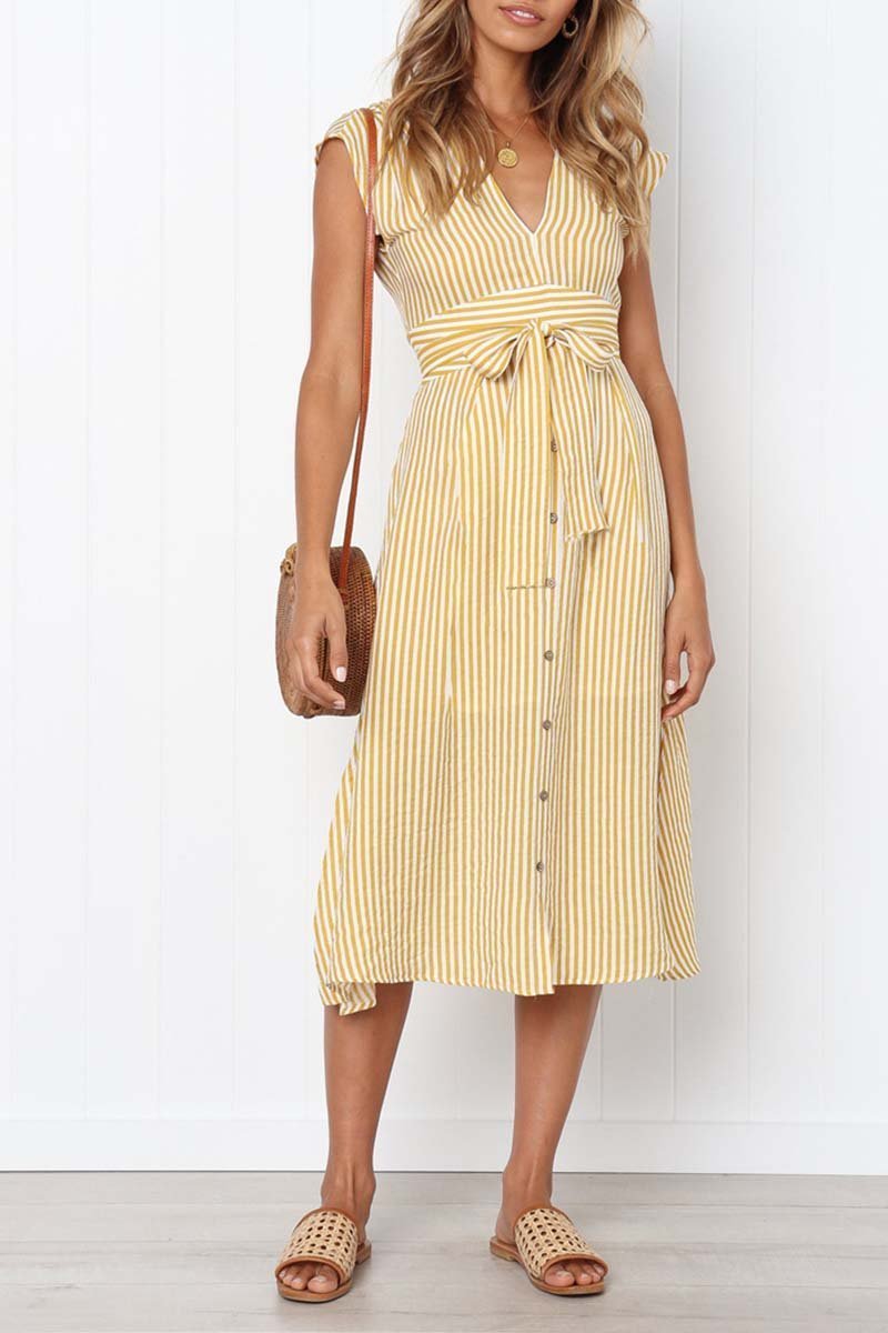 Vestido Midi Risca de Giz