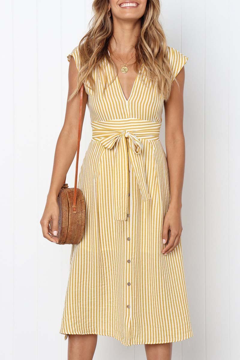 Vestido Midi Risca de Giz