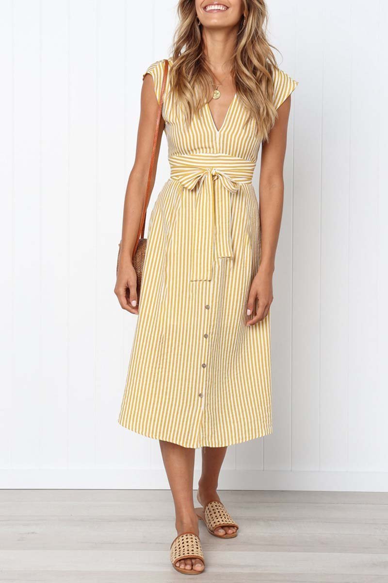 Vestido Midi Risca de Giz