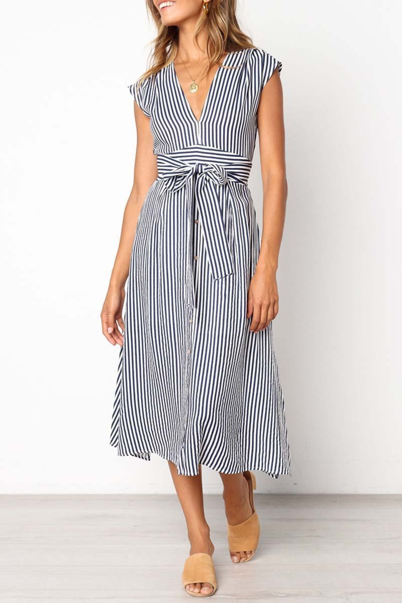 Vestido Midi Risca de Giz