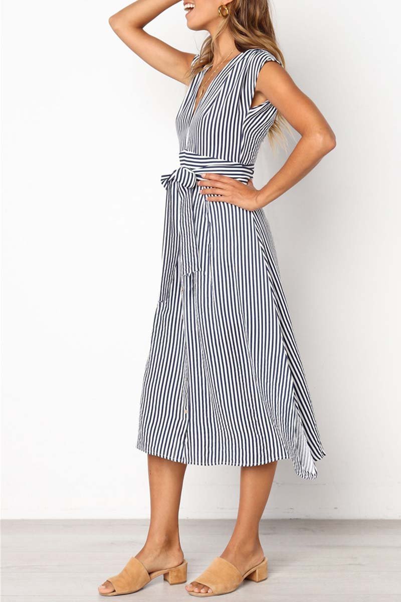 Vestido Midi Risca de Giz