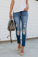 Calça Jeans Feminina Slim Destroyed