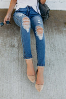 Calça Jeans Feminina Slim Destroyed