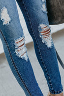 Calça Jeans Feminina Slim Destroyed