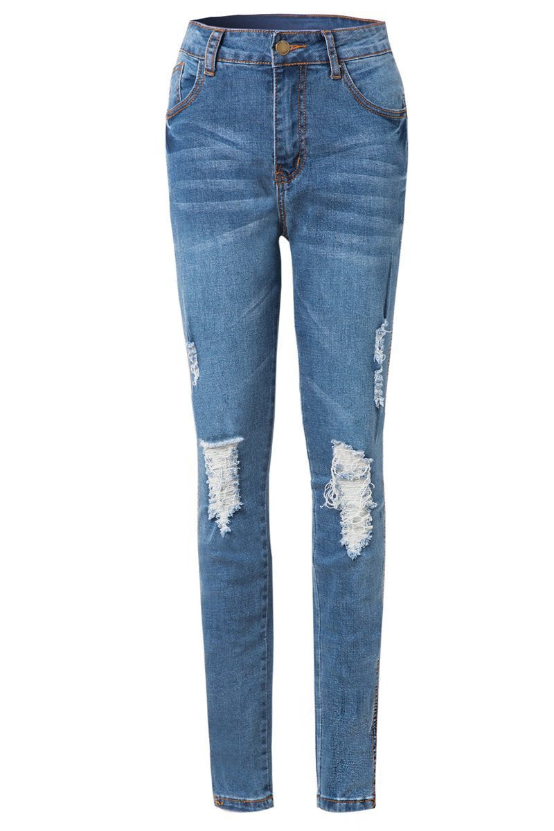 Calça Jeans Feminina Slim Destroyed