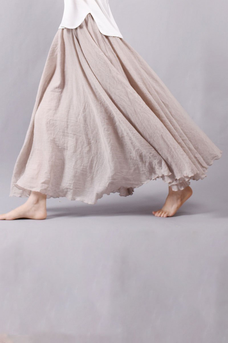 Saia Longa Cintura Alta em Algodão Diva