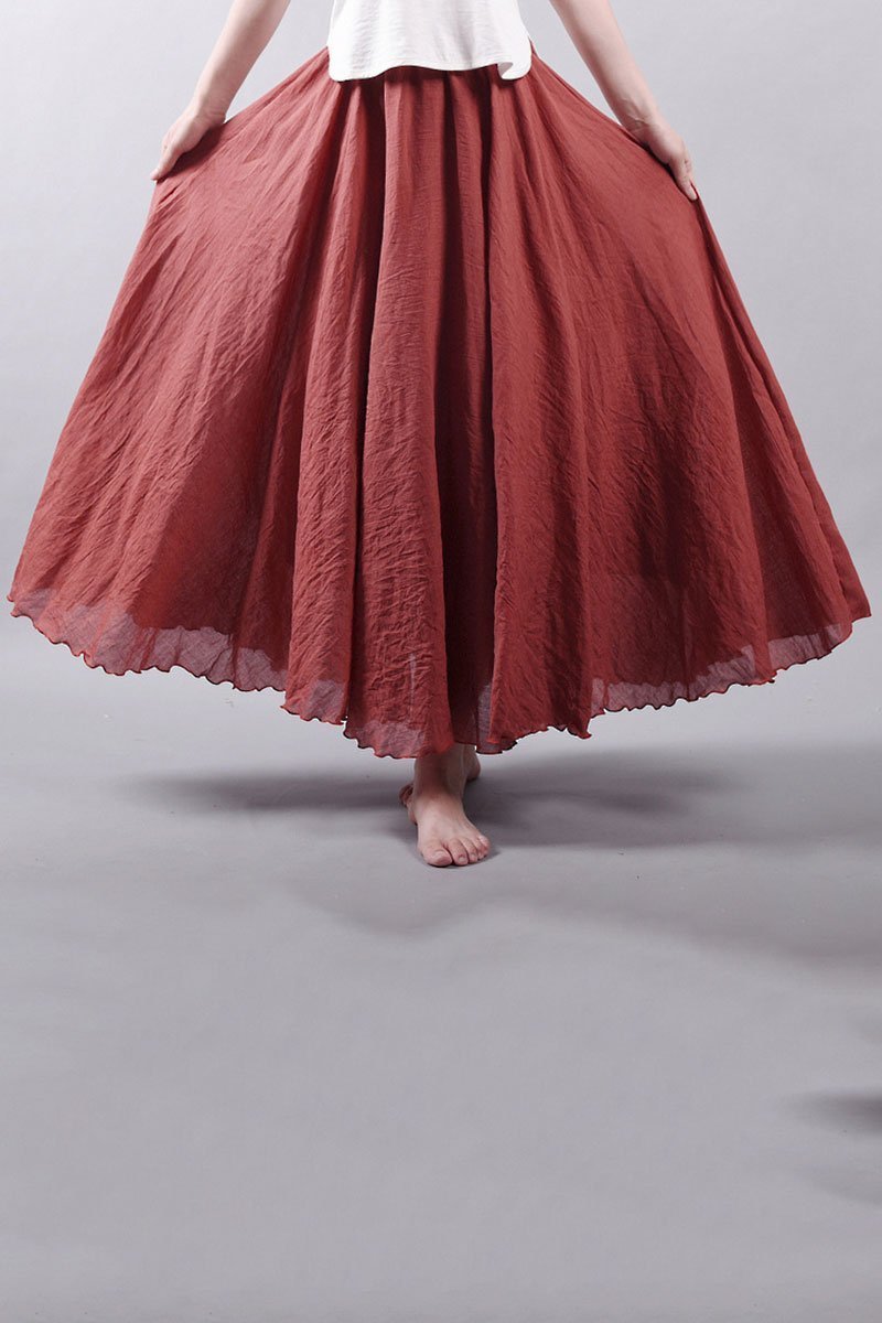 Saia Longa Cintura Alta em Algodão Diva