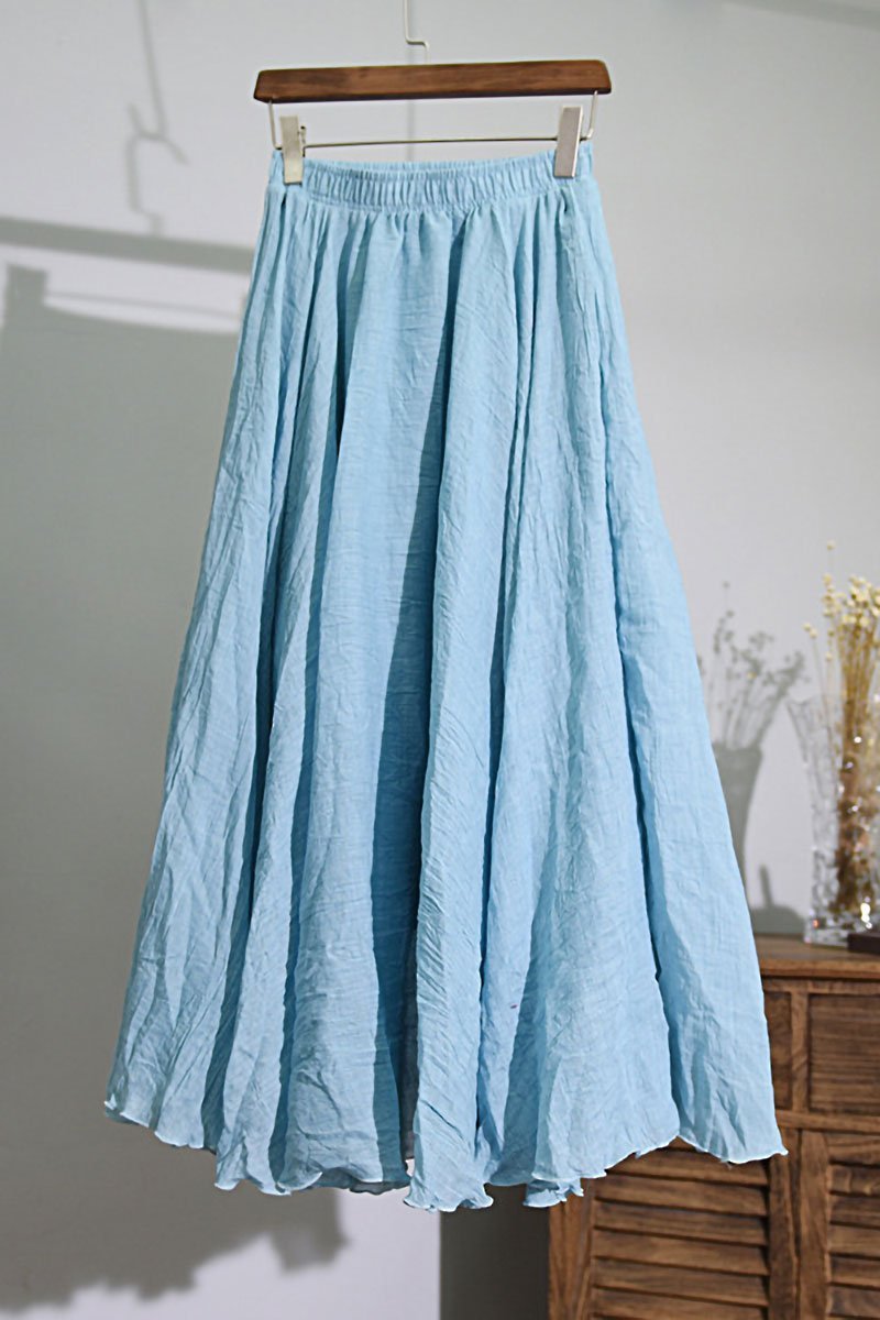 Saia Longa Cintura Alta em Algodão Diva