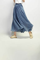 Saia Longa Cintura Alta em Algodão Diva