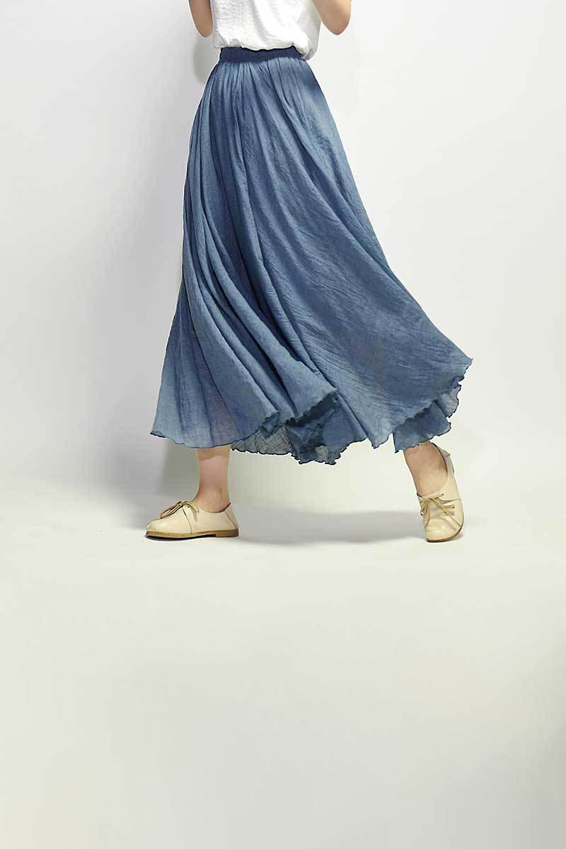 Saia Longa Cintura Alta em Algodão Diva