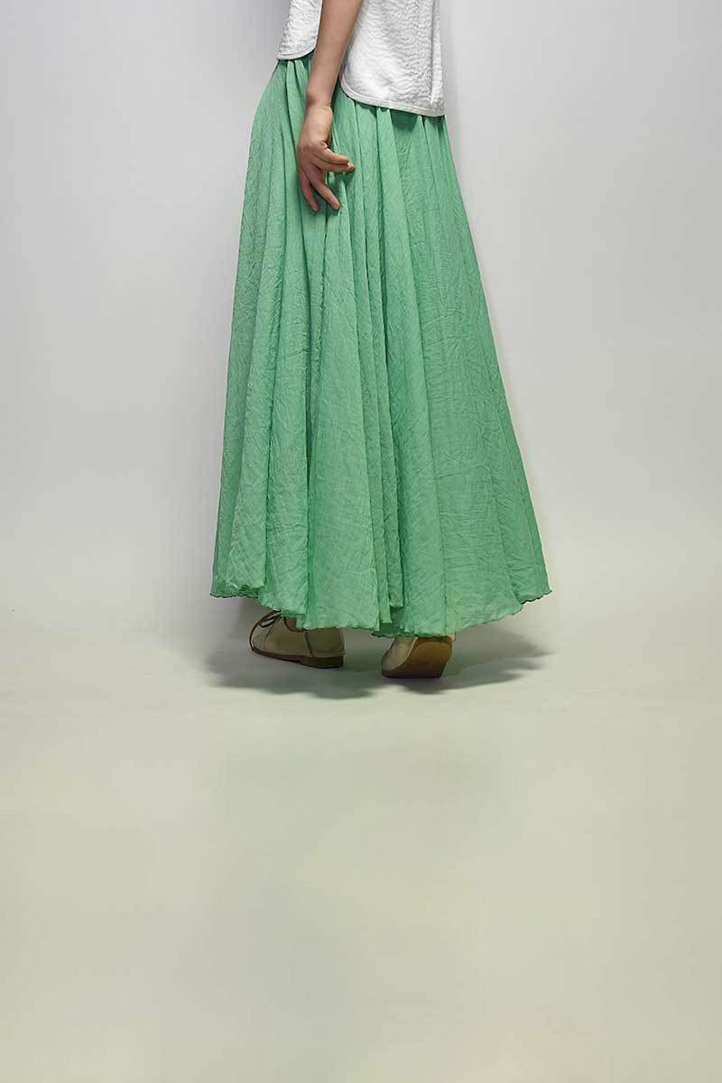 Saia Longa Cintura Alta em Algodão Diva