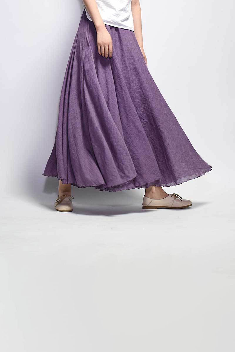 Saia Longa Cintura Alta em Algodão Diva