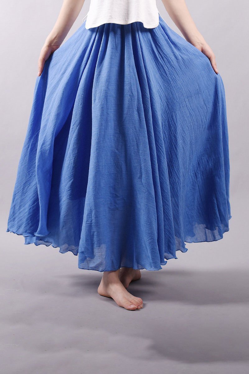 Saia Longa Cintura Alta em Algodão Diva