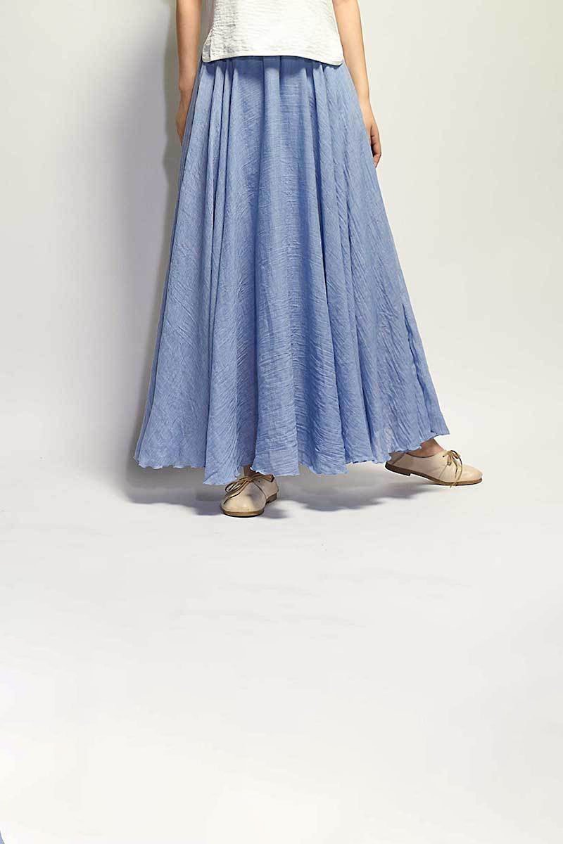 Saia Longa Cintura Alta em Algodão Diva