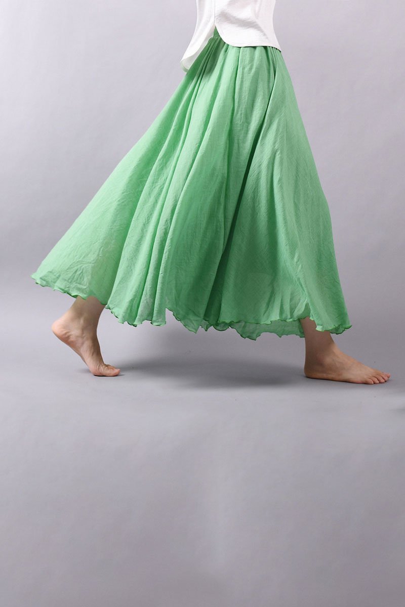 Saia Longa Cintura Alta em Algodão Diva