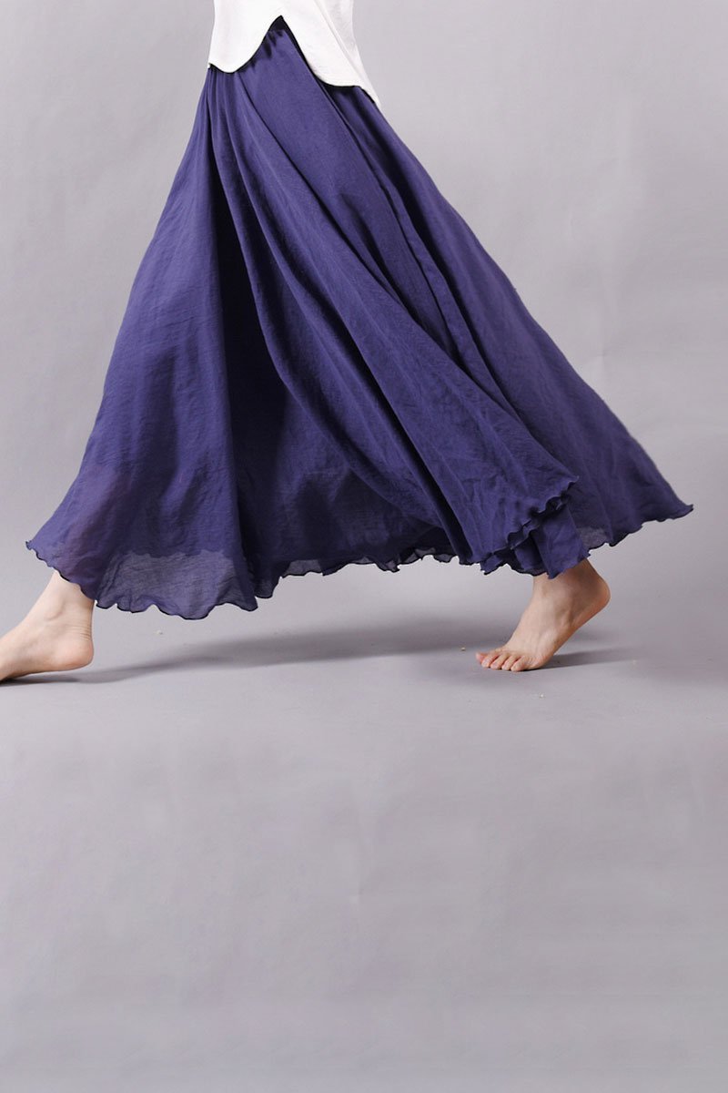 Saia Longa Cintura Alta em Algodão Diva