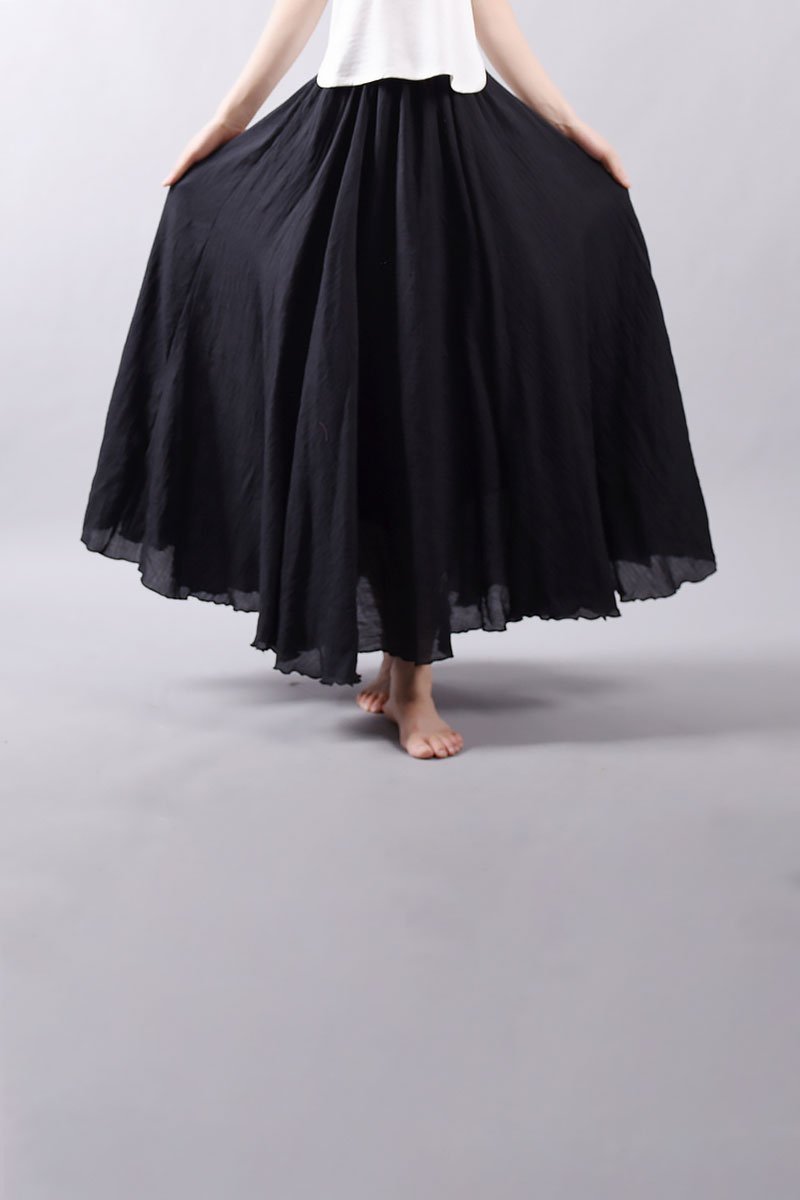 Saia Longa Cintura Alta em Algodão Diva