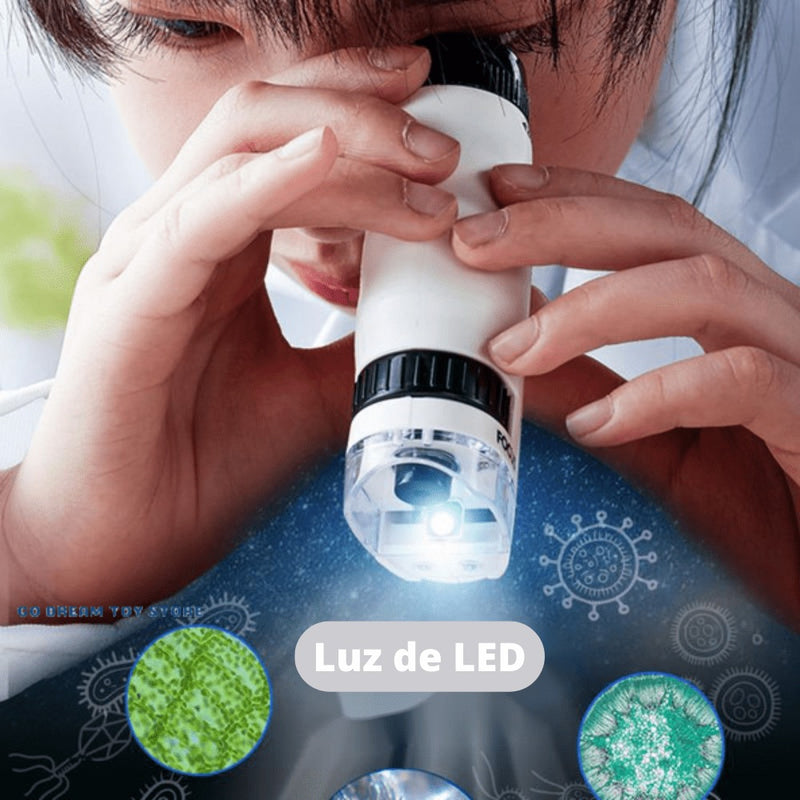 Microscópio Portátil de Mão para Crianças Focus Brincadeira Educativa